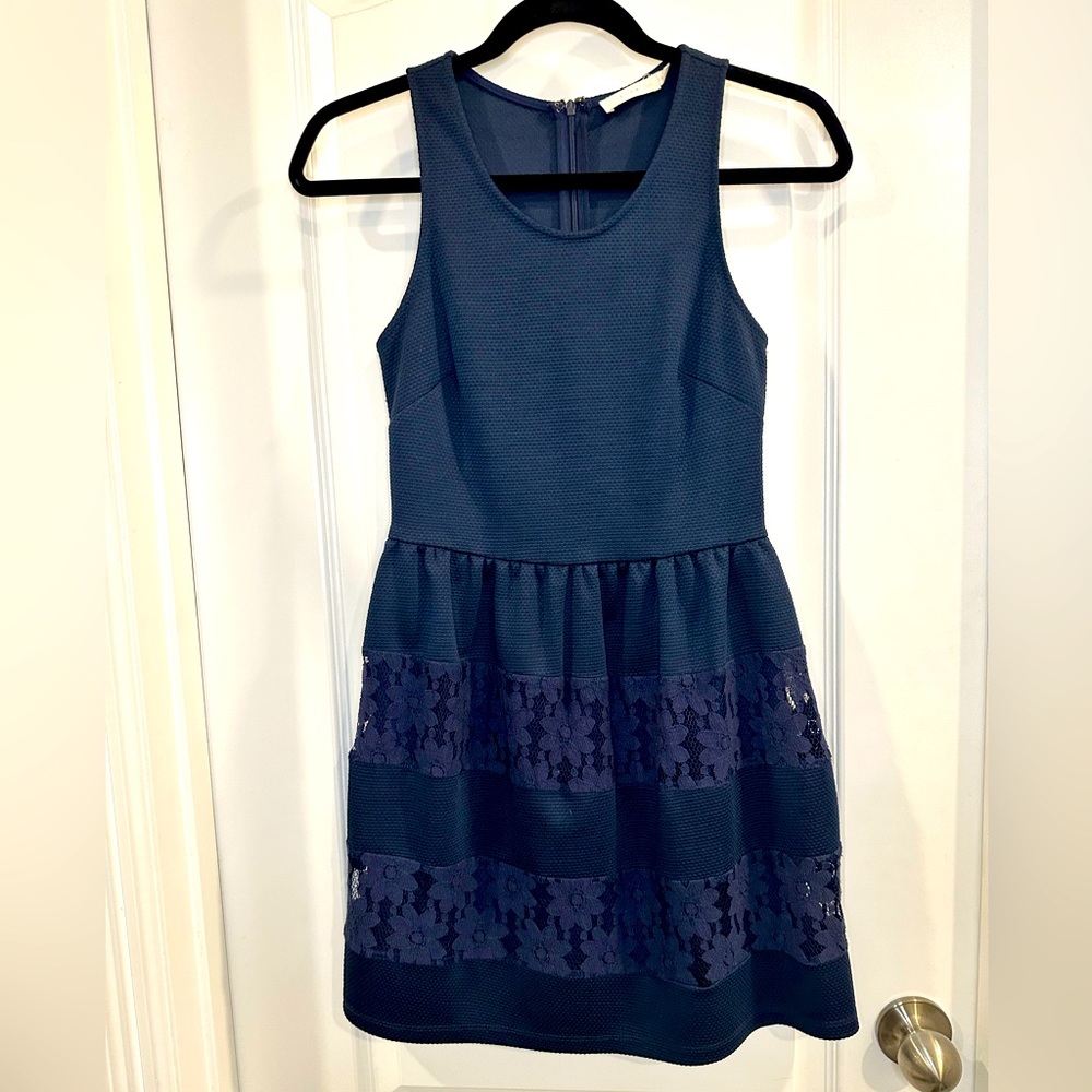 Lush Navy Blue Knee Length Dress SIZE XS